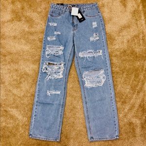 high waisted boyfriend jeans